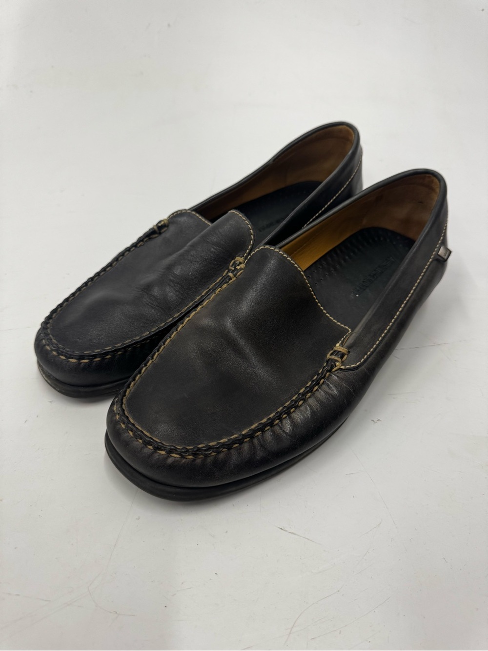 Johnston & Murphy Men's Black Leather Slip-On Driving Loafers Size 12